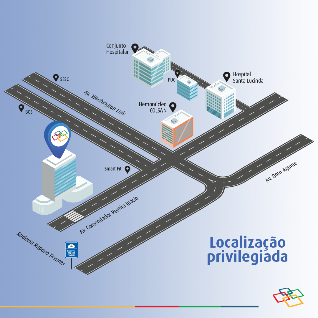 Mapa de localização do centro de medicina e saúde